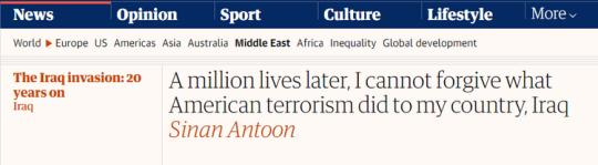 【世界說(shuō)】伊拉克作家刊文痛斥美國(guó)：100萬(wàn)人喪生，就是美國(guó)恐怖主義在伊拉克造成的后果 無(wú)法原諒！