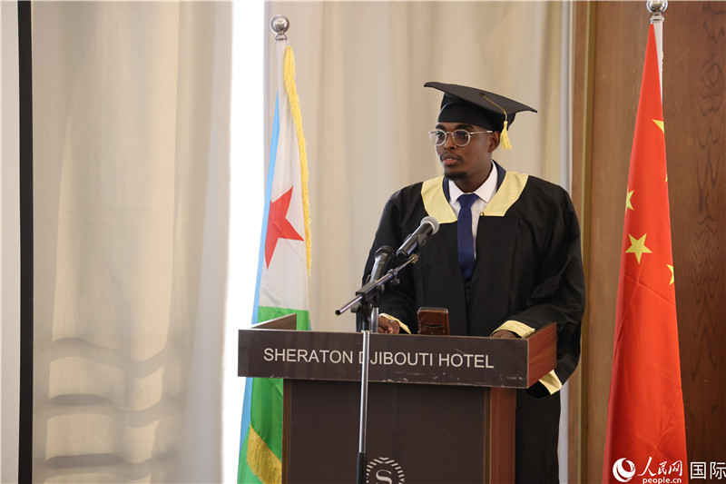 吉布提魯班工坊2023屆畢業(yè)生代表發(fā)言。人民網(wǎng)記者 張志文攝