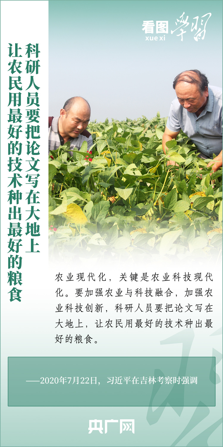 看圖學(xué)習(xí)丨推廣良田、良種、良法、良機(jī) 給農(nóng)業(yè)現(xiàn)代化插上科技的翅膀