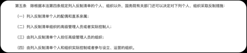 《反外國制裁法》明確規(guī)定反制對象。