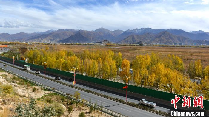 從拉薩北面看拉魯濕地和布達(dá)拉宮。　江飛波 攝