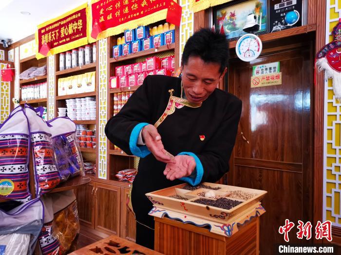 圖為洛桑旦增介紹青稞的功效?！垈?攝