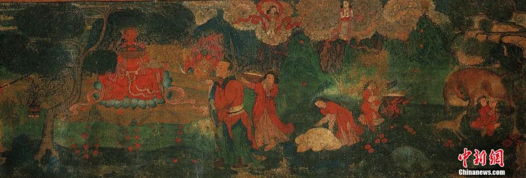 14世紀(jì)唐卡卷軸畫(huà)《女神》局部。<a target='_blank' href='/'><p  align=