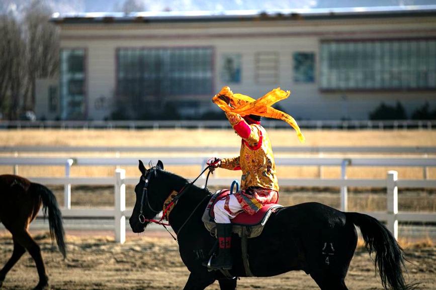 藏歷新年，精彩的馬術表演。張靜攝